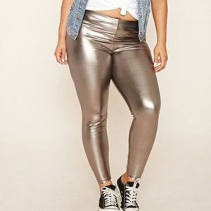 Forever 21 Plus Size Metallic Leather Leggings